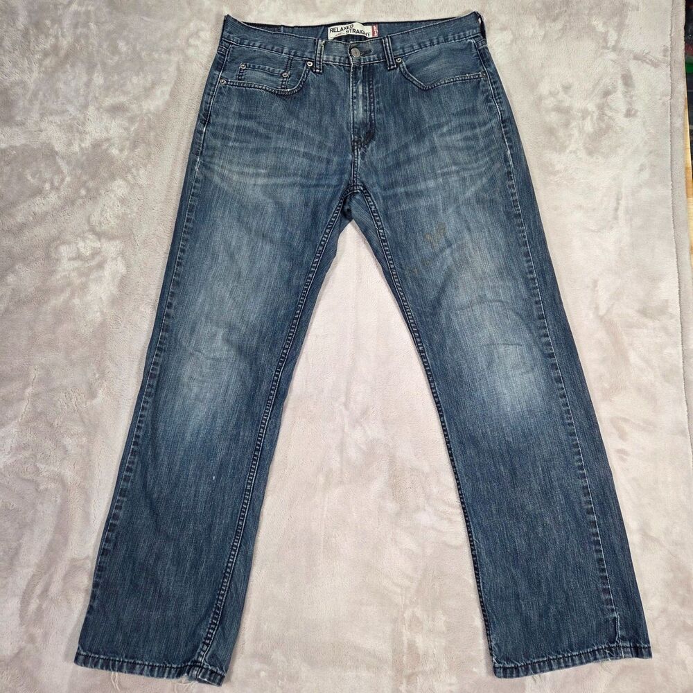 Levi’s 559 Relaxed Straight Jeans Mens 33x32 Dark Wash 2010 Distressed Hem